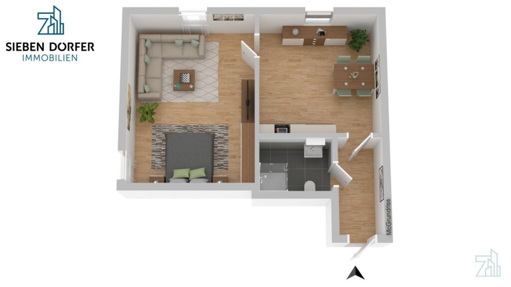 Sonnige 38 m² Eck-Dachgeschosswohnung mit separater Küche in Graz-Puntigam – Bild 2