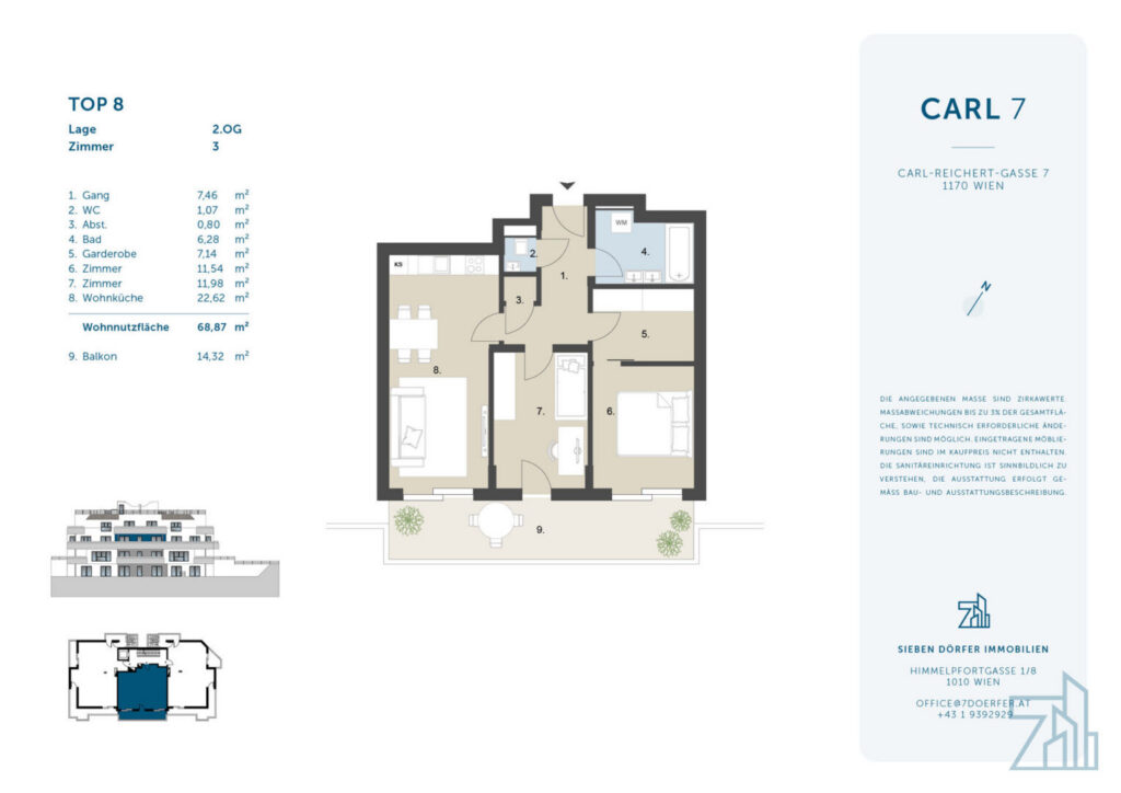 3 Zimmer Eigentum im schönen Hernals | 69m² & Balkon | NEUBAUPROJEKT CARL 7 – Bild 2
