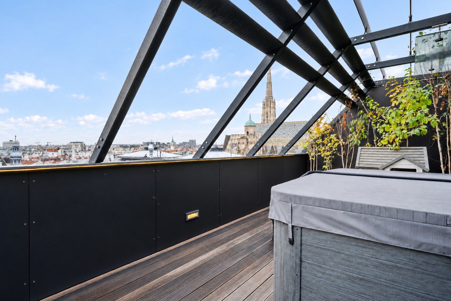 Dachterrasse am Hohen Markt mit Blick auf den Stephansdom in Wien
